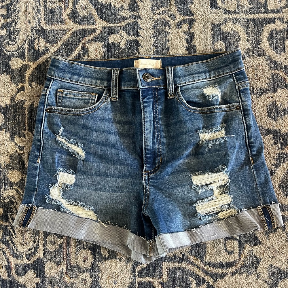 Altar'd State Blue Jean Shorts Distressed Raw Hem
